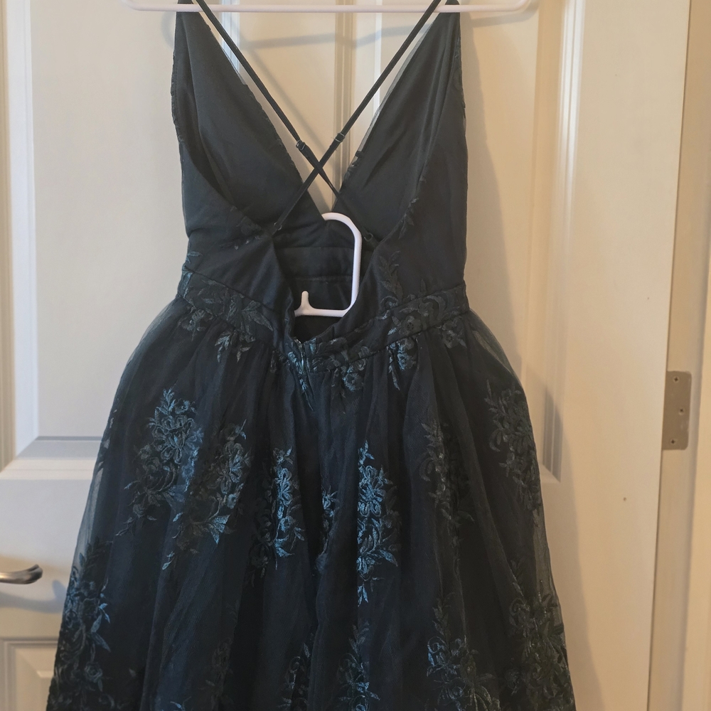 Lulu's Dark Teal Floral Mini Dress - Picture 2 of 2